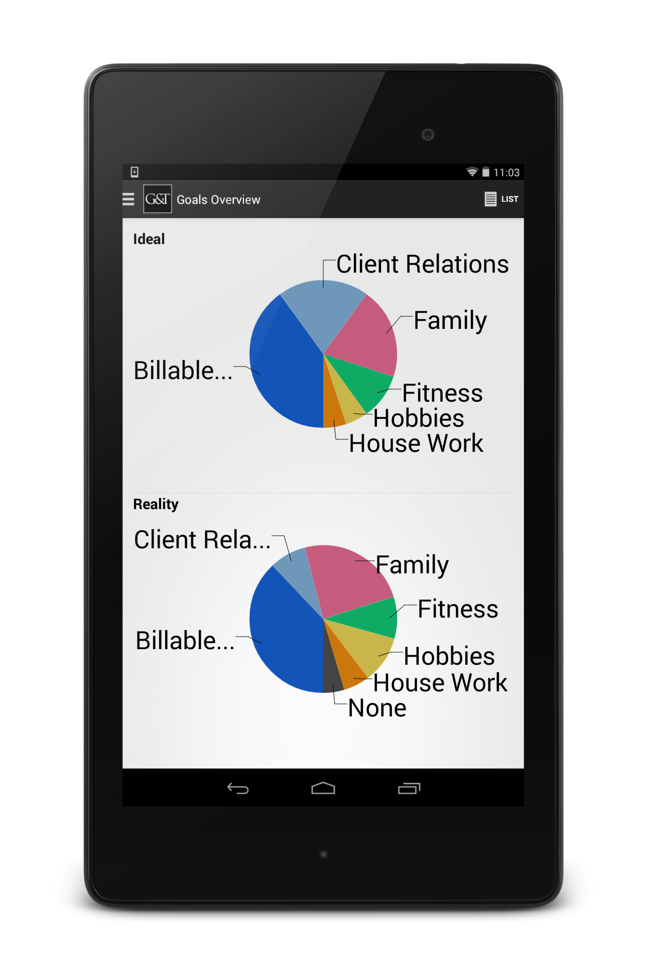 Screen Shot of Goals Overview