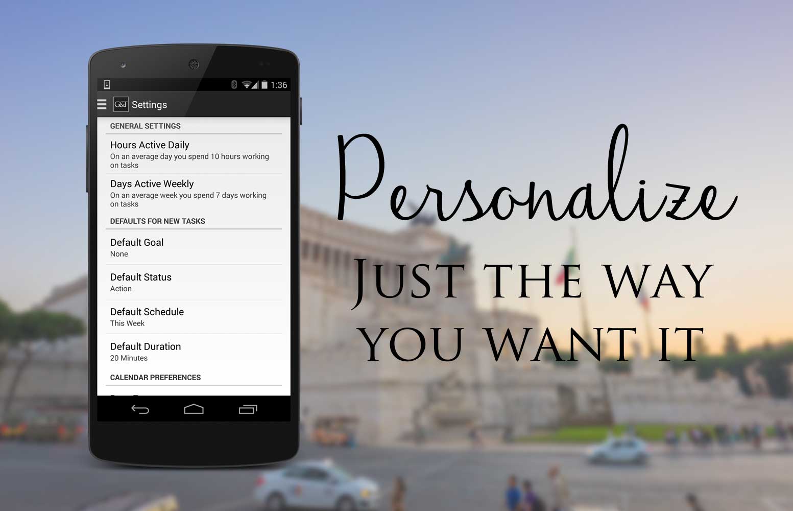 Personalize - Just the way you want it - Simply Goals & Tasks - Release 0.04 - Settings Update